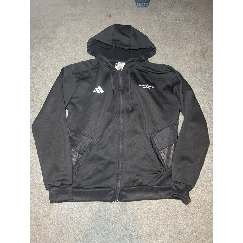 Adidas Saint Peter's Basketball Full Zip Hoodie Black Mens Medium Athletic